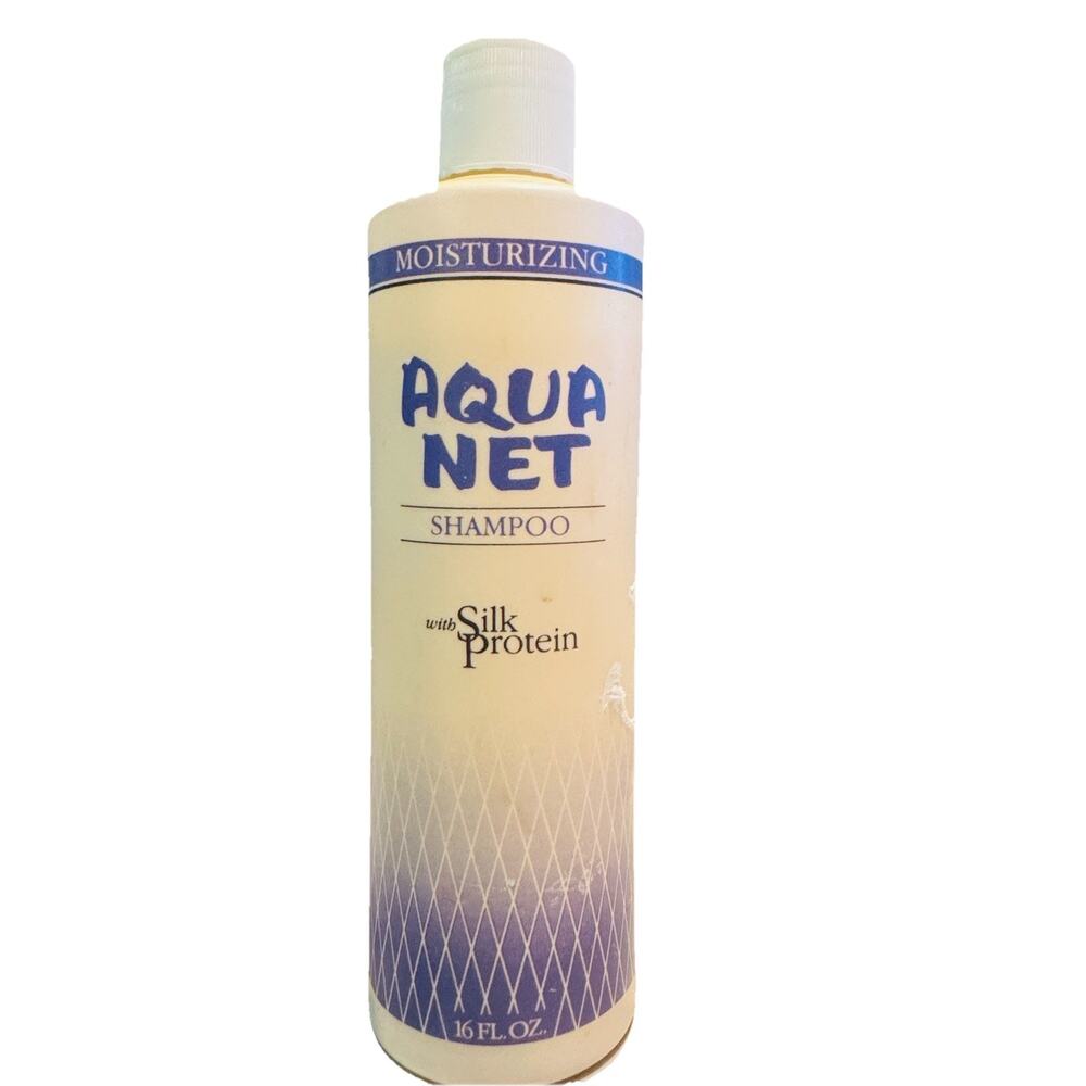 Vintage Aqua Net Moisturizing Shampoo W‎ Silk Protein 16 Oz 1986 Faberge Discon